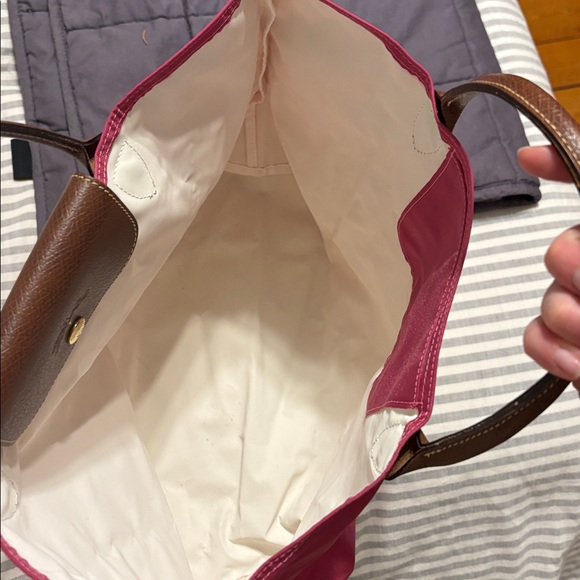 Longchamp Fuchsia Tote with Brown Handles - Picture 5 of 5